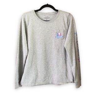 Vineyard Vines Buoy Crazy Gray Long Sleeve Top Pink Blue Size Medium